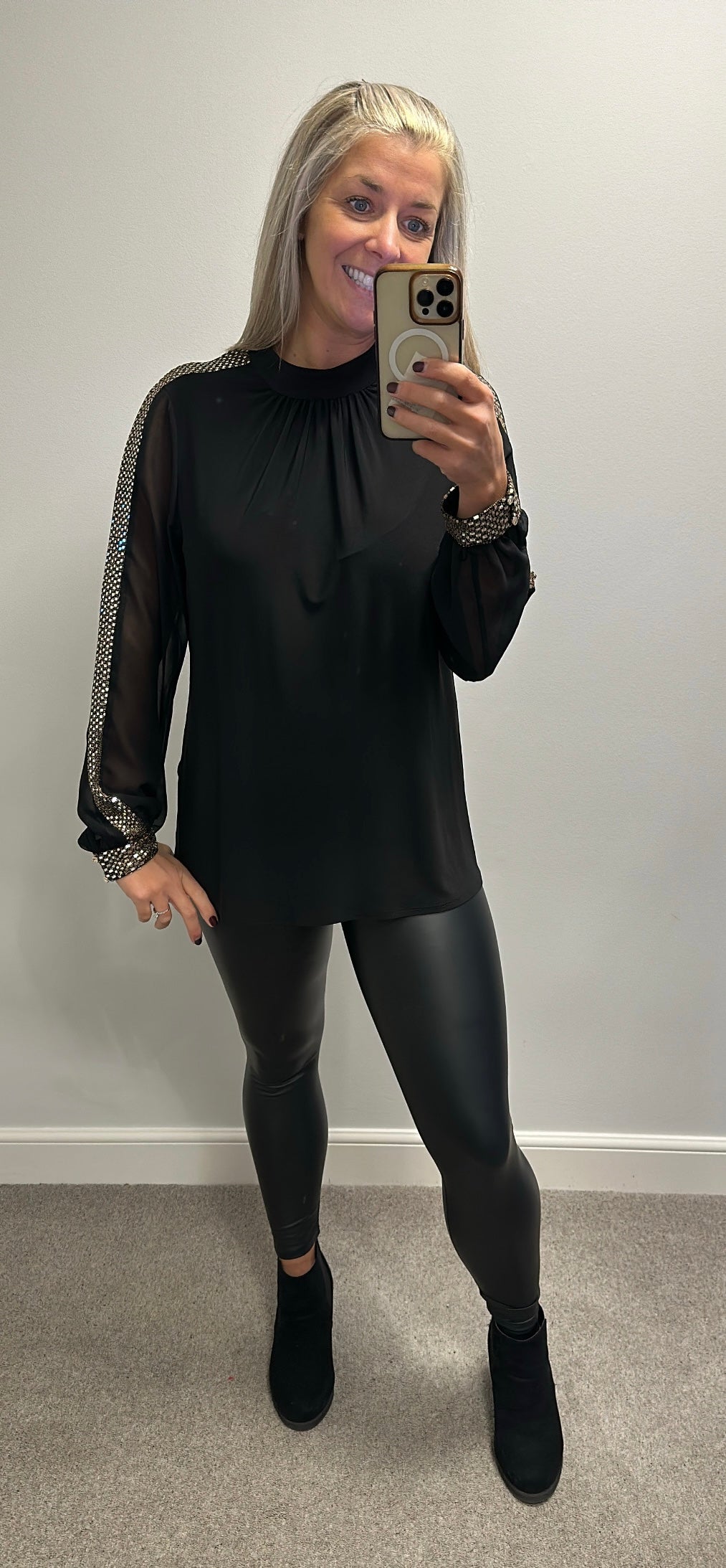 M&Co black and gold top size 16