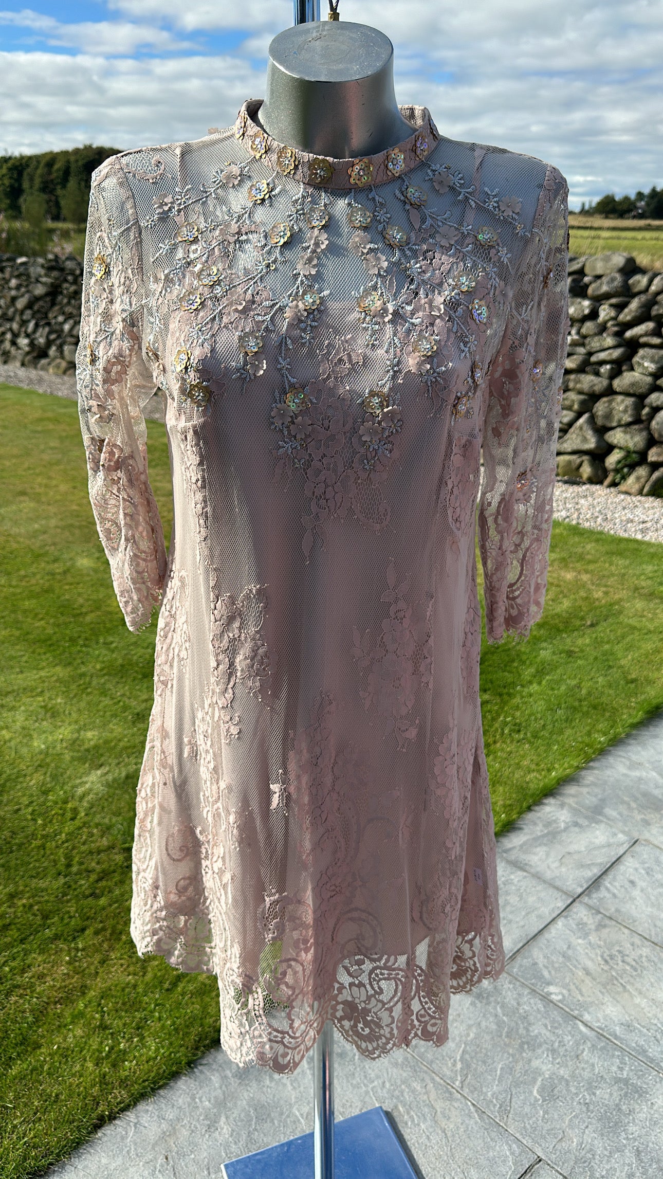 Monsoon sequin lace dress size 10