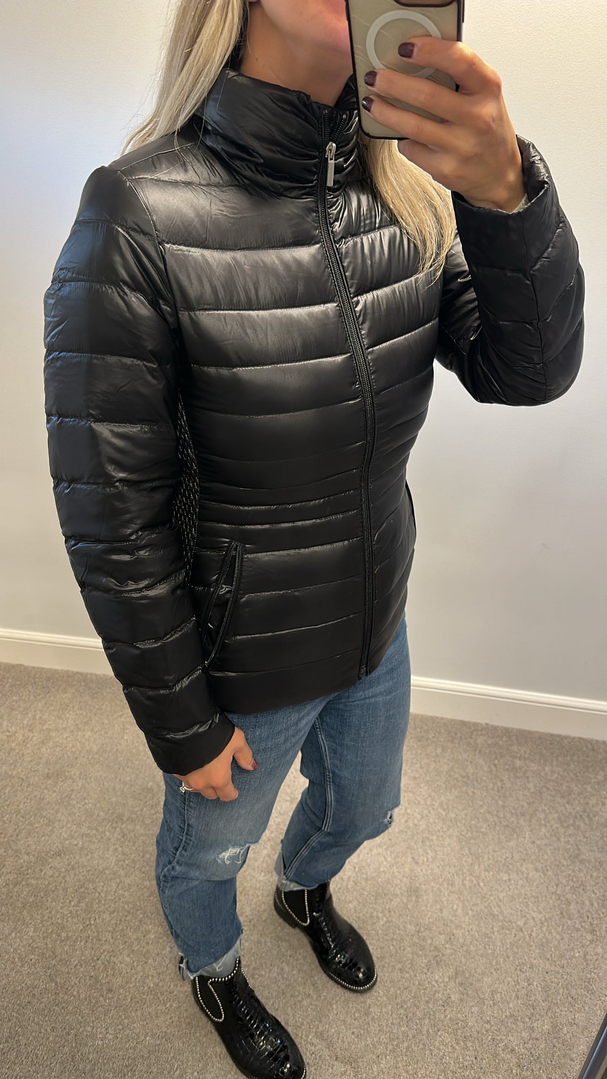 Landsend black jacket size S would fit upto size 12