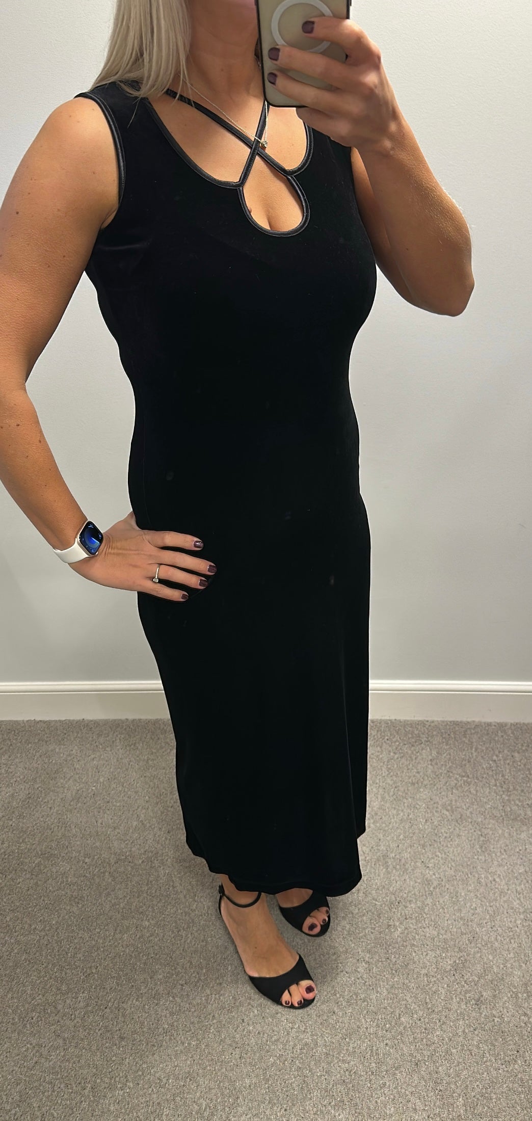 Long black velvet dress size 10 - 12