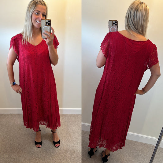 Changes by together red lace dress size 22