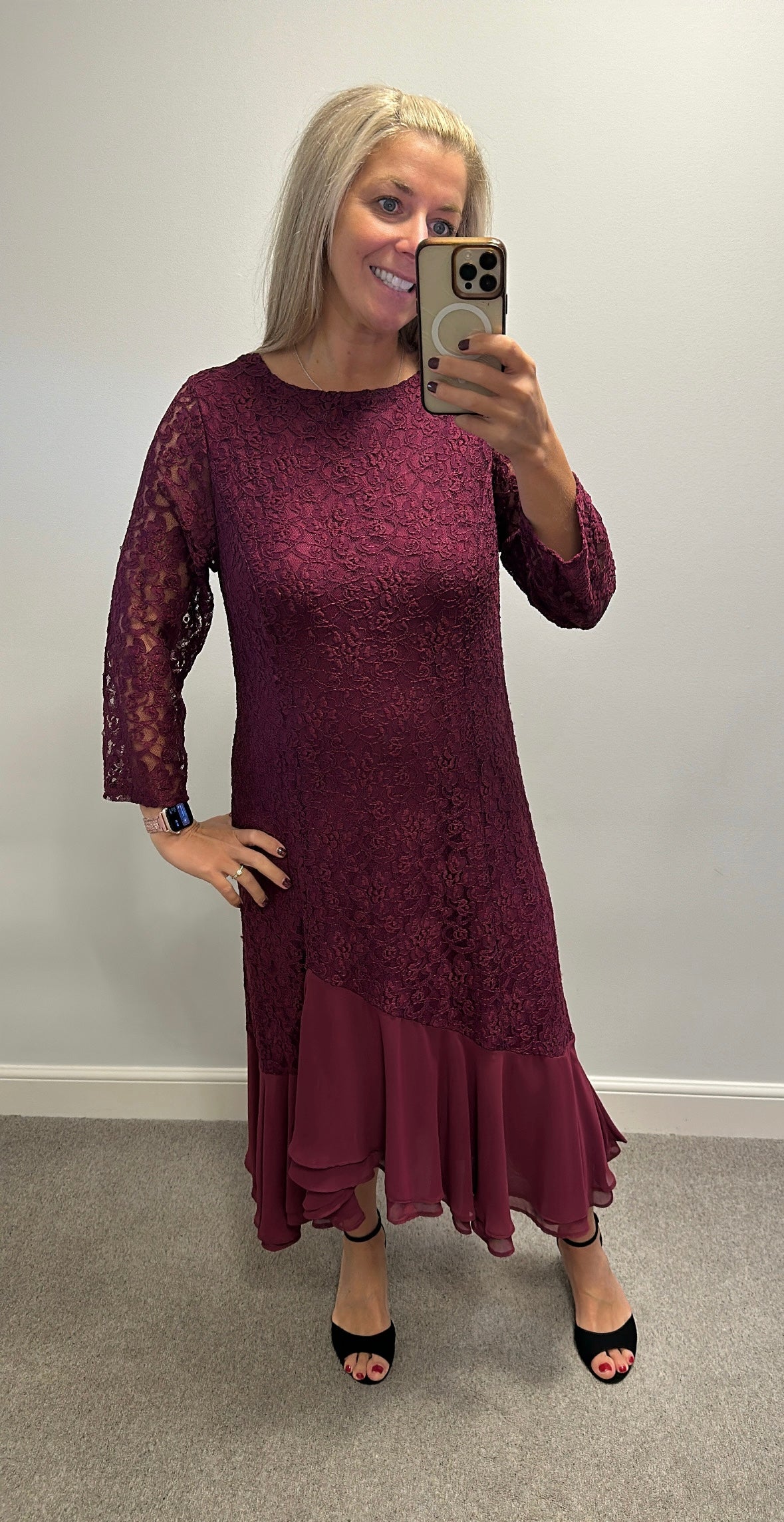 Joanna Hope burgundy lace dress size 18