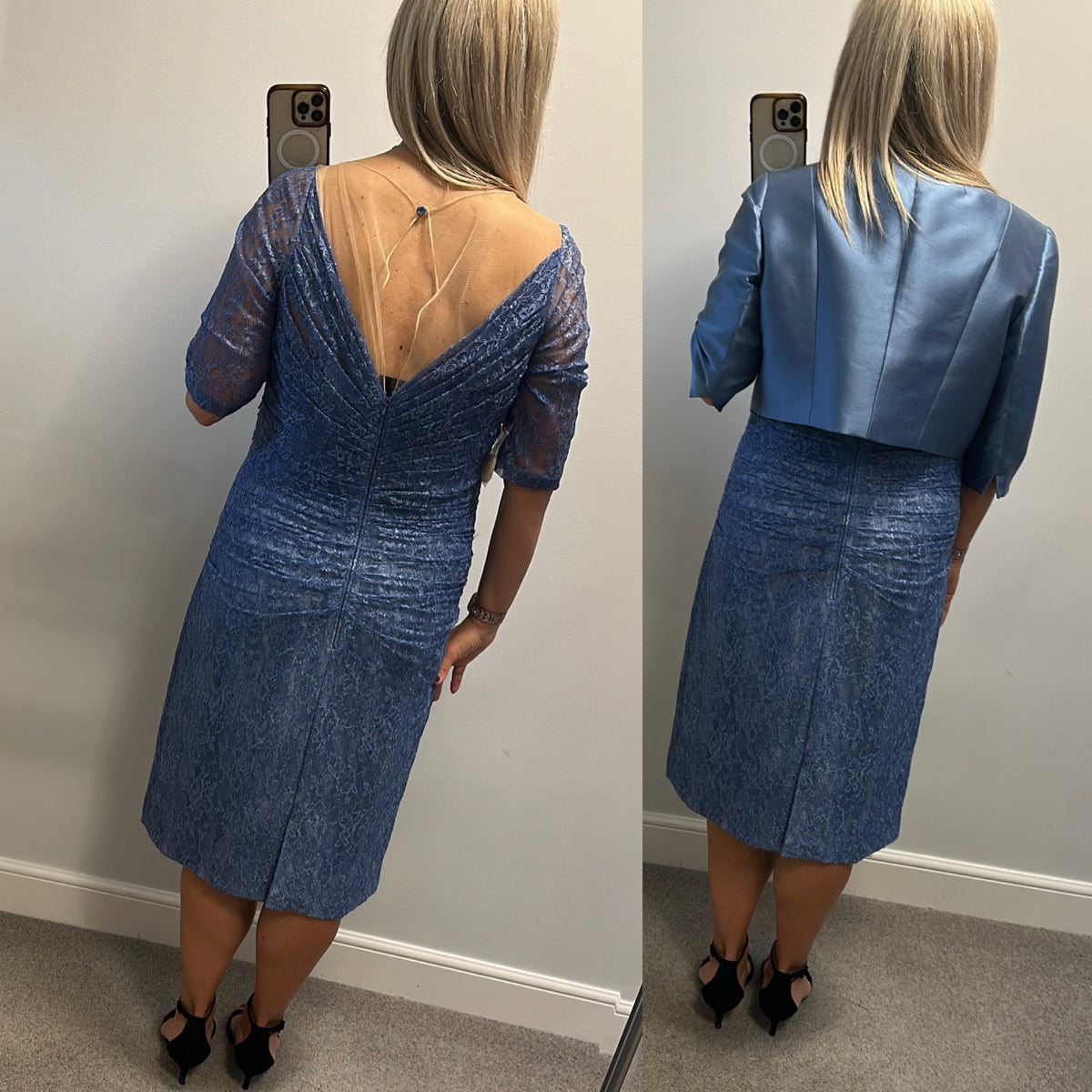 John Charles cornflour blue jacket embellished dress and jacket size 18 brand new with tags RRP £799