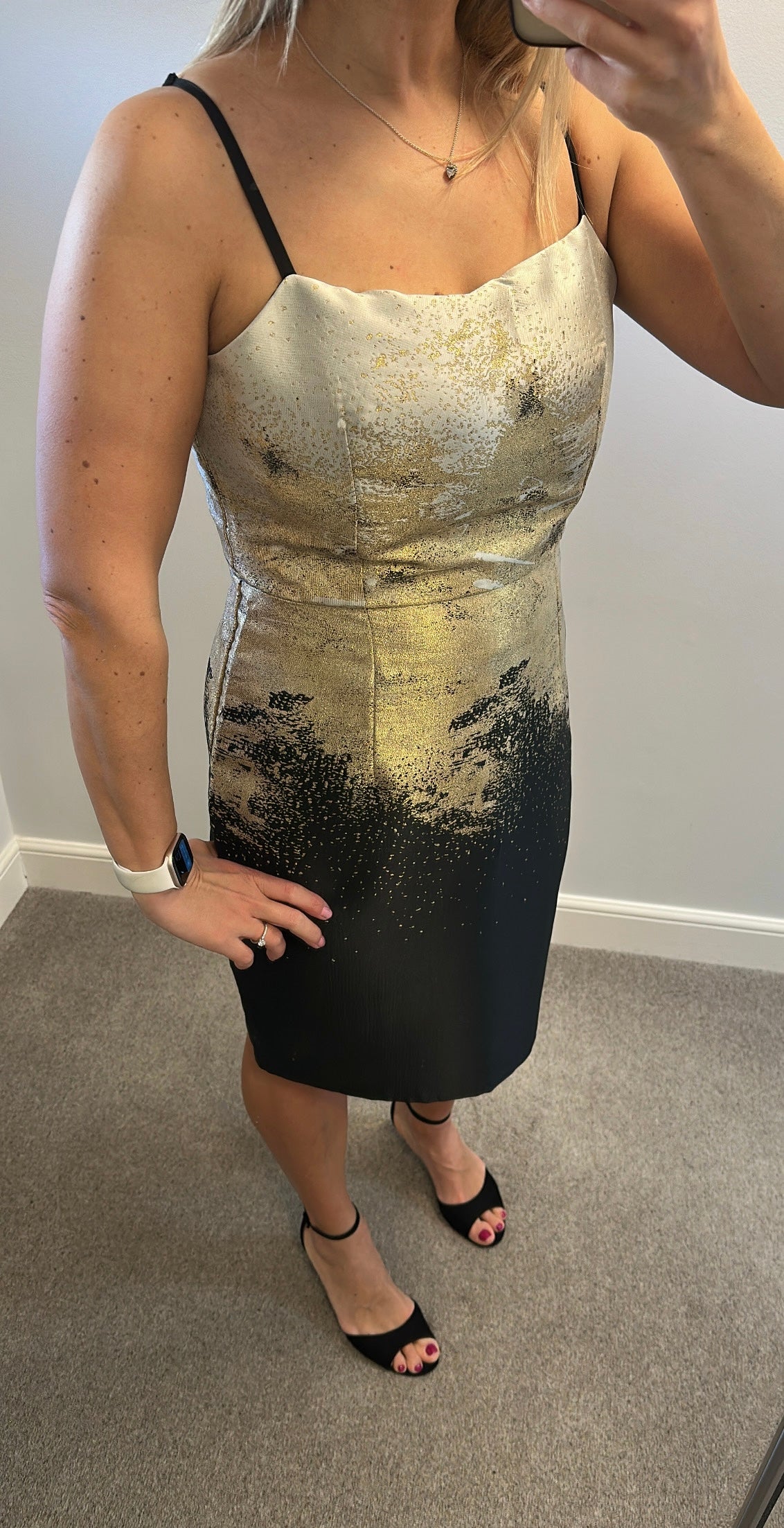 Little mistress black and gold dress small size 14