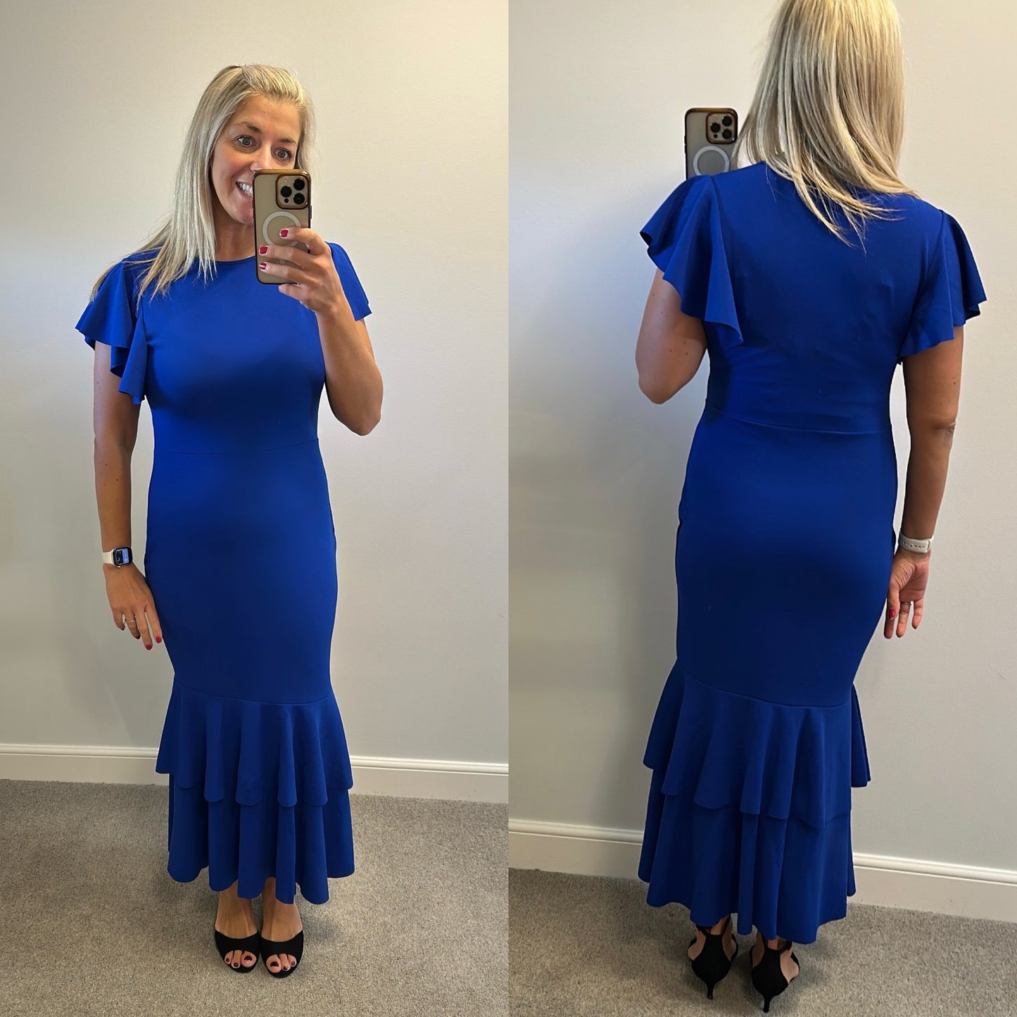 Blue long evening dress size 12-14