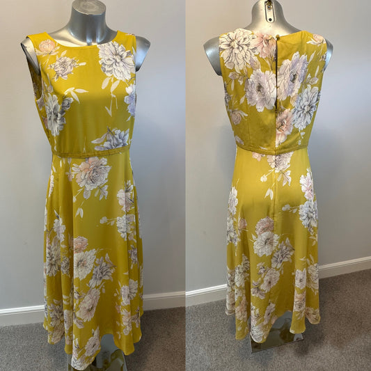 Hobbs yellow floral dress and cardigan size 12