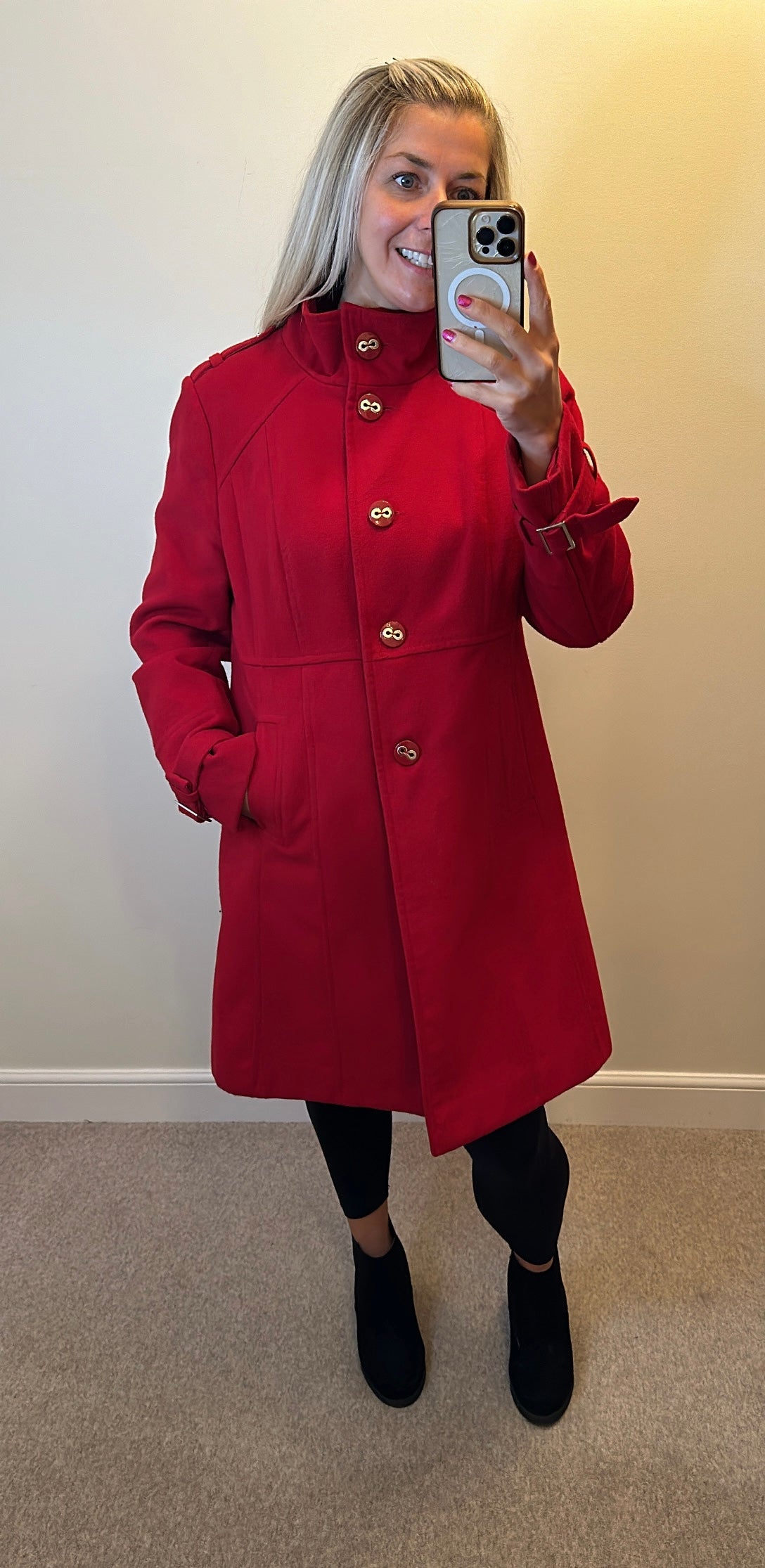 Wallis red long line jacket size 18