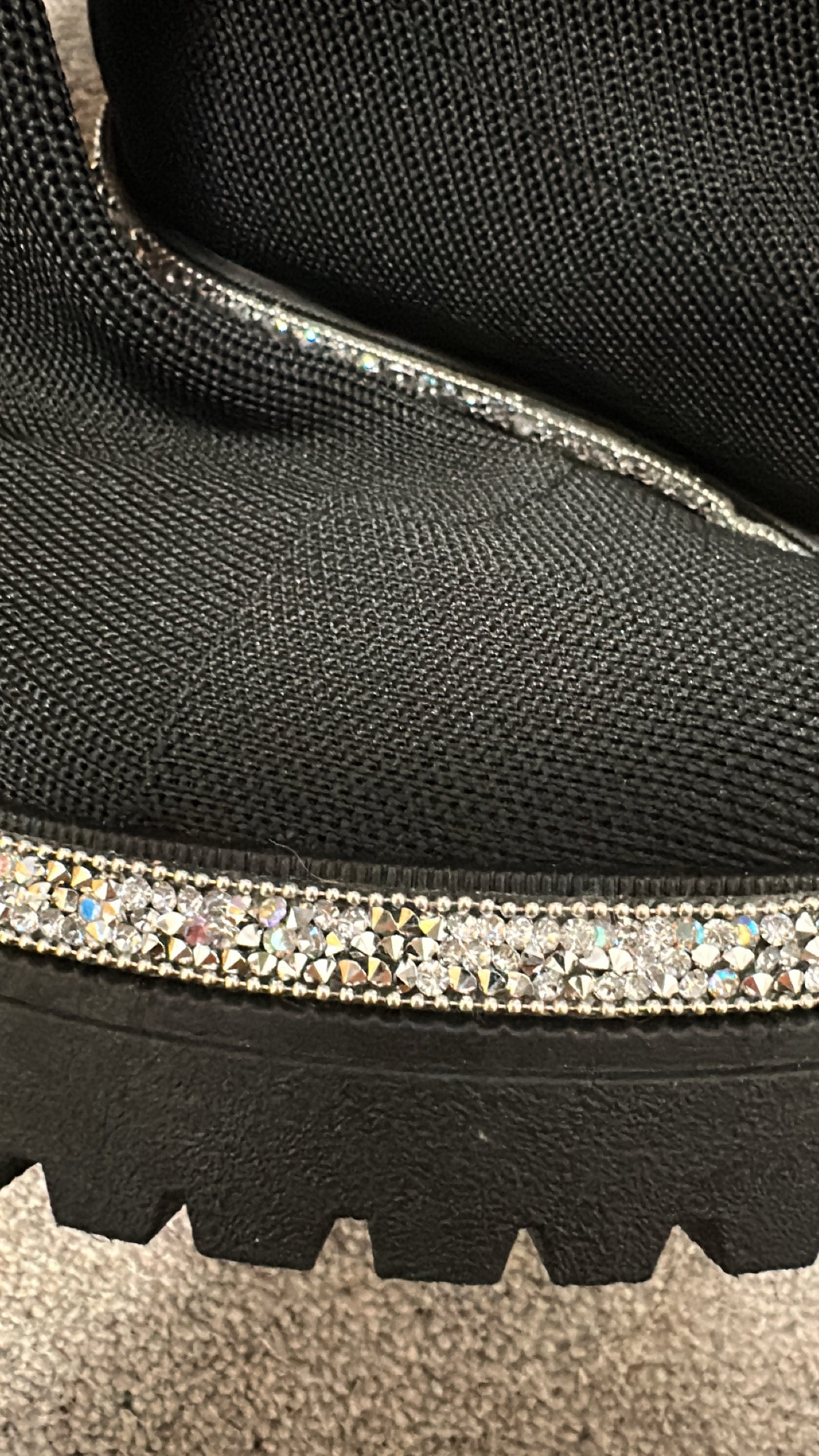 Black rhinestone sock boots brand new size 8 (41)