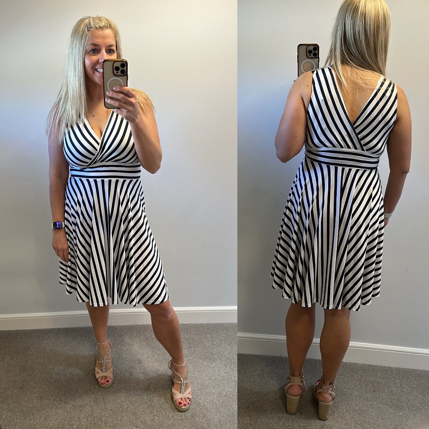 Navy stripe summer dress size 12