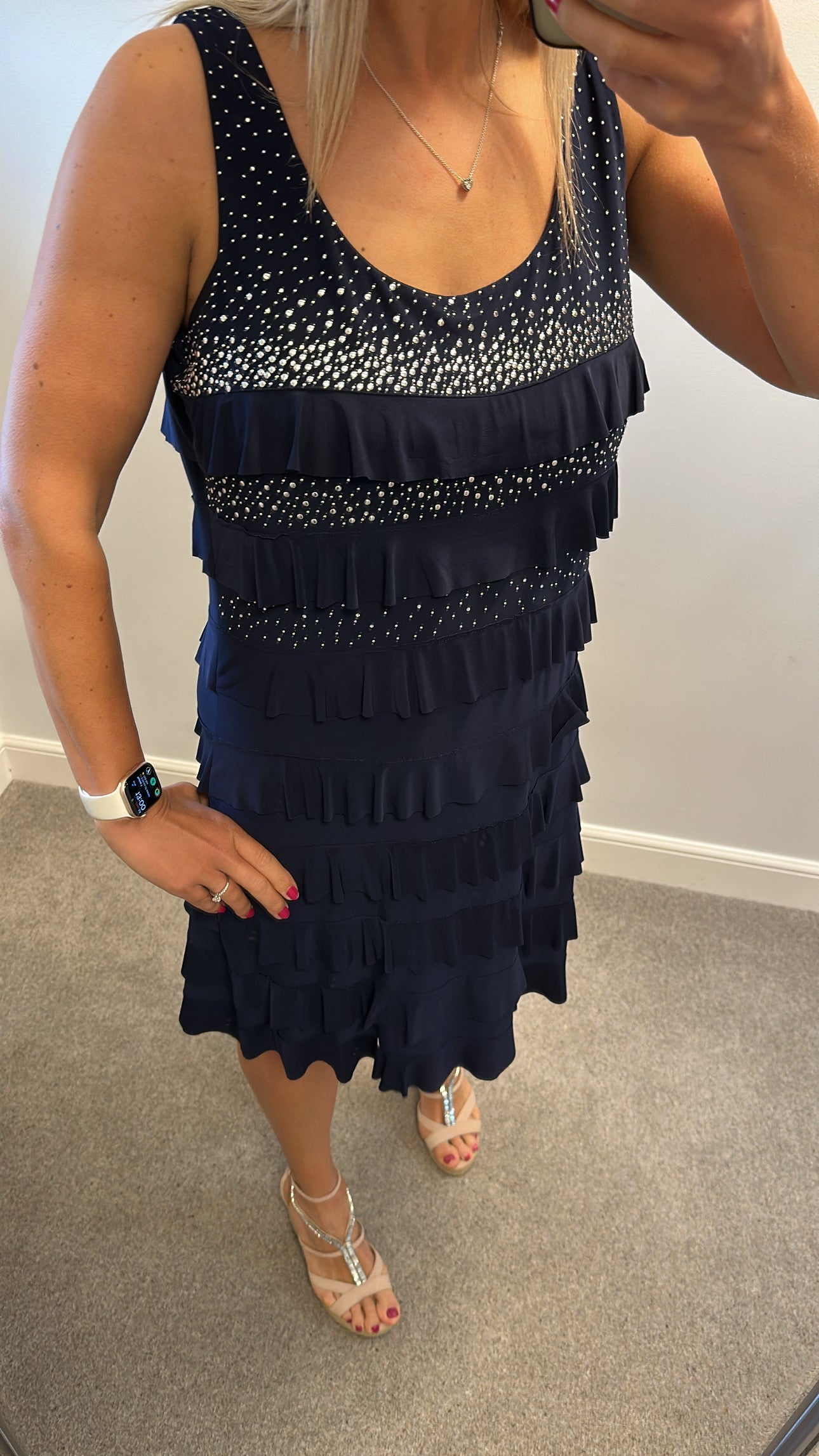 Alparadise navy embellished ruffle dress size XL would fit upto size 18