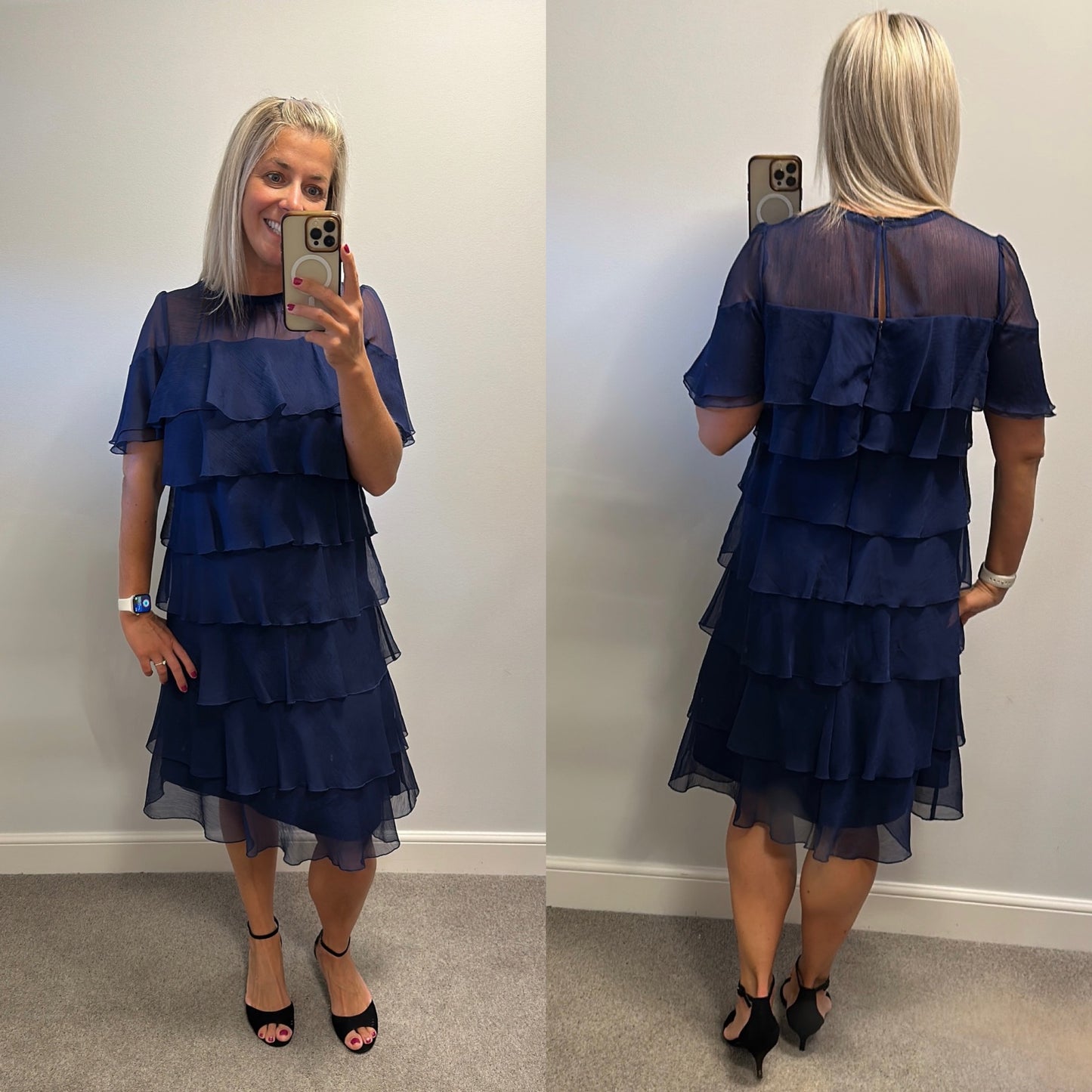 Phase eight navy ruffle dress size 12
