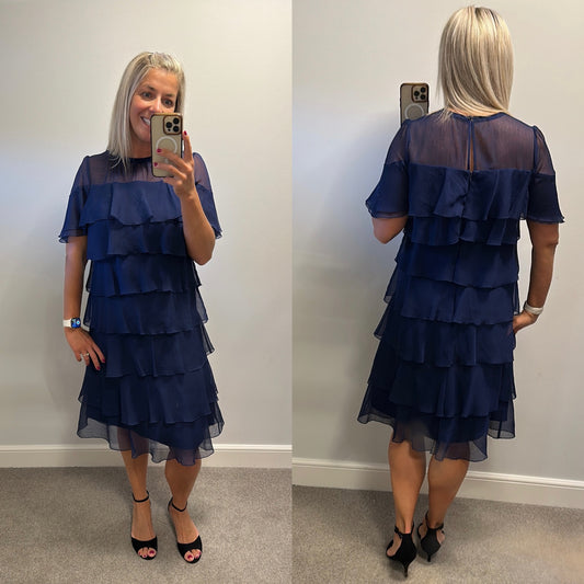 Phase eight navy ruffle dress size 12