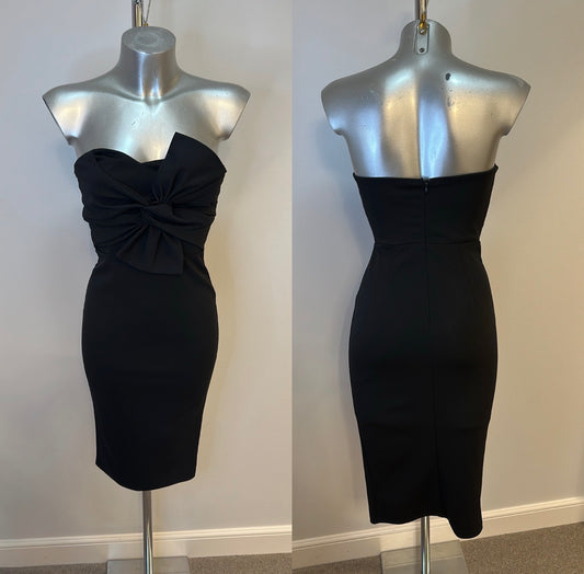 Pink boutique black bow bandeau dress size 8