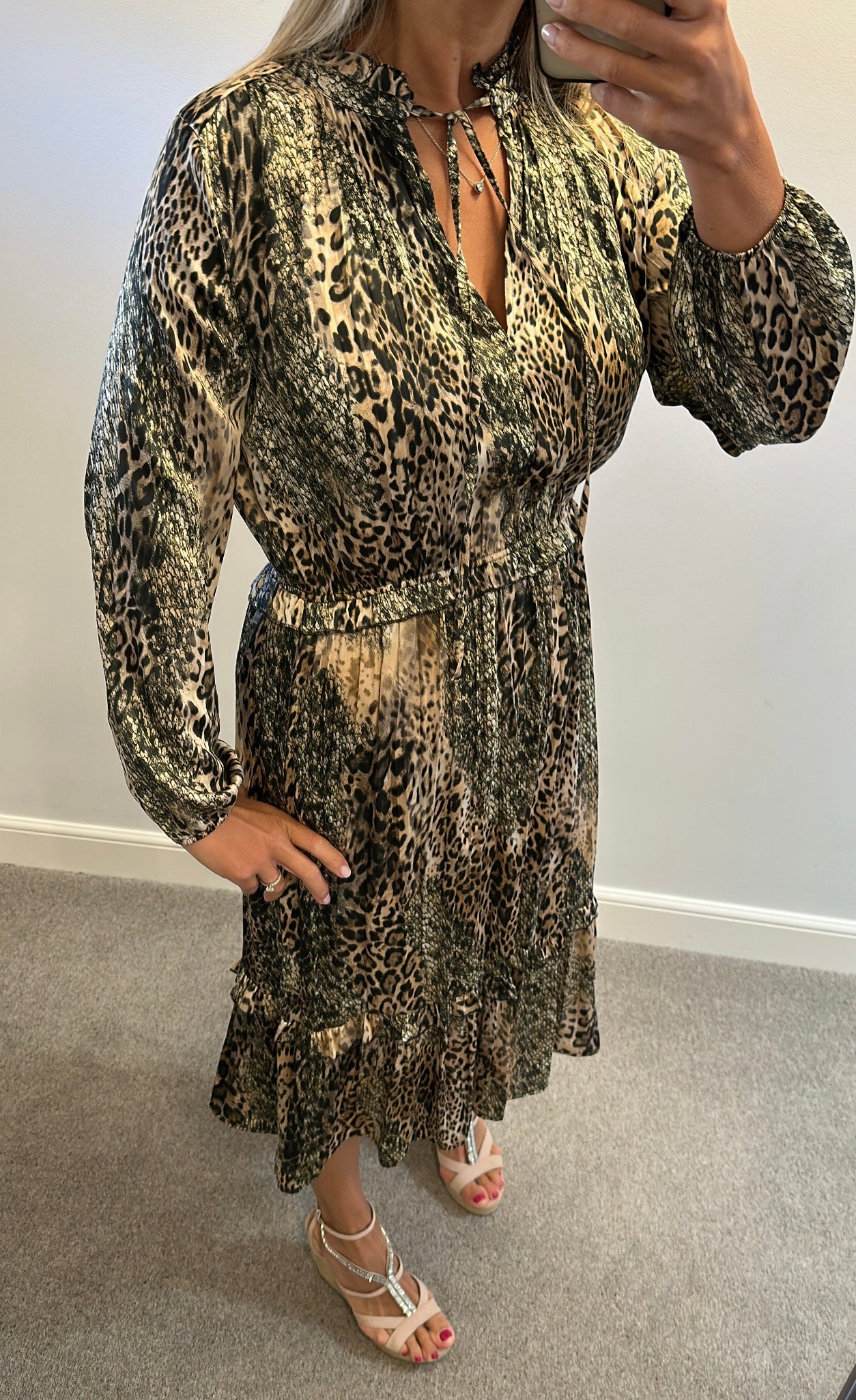 Next animal print midi silk style dress size 14