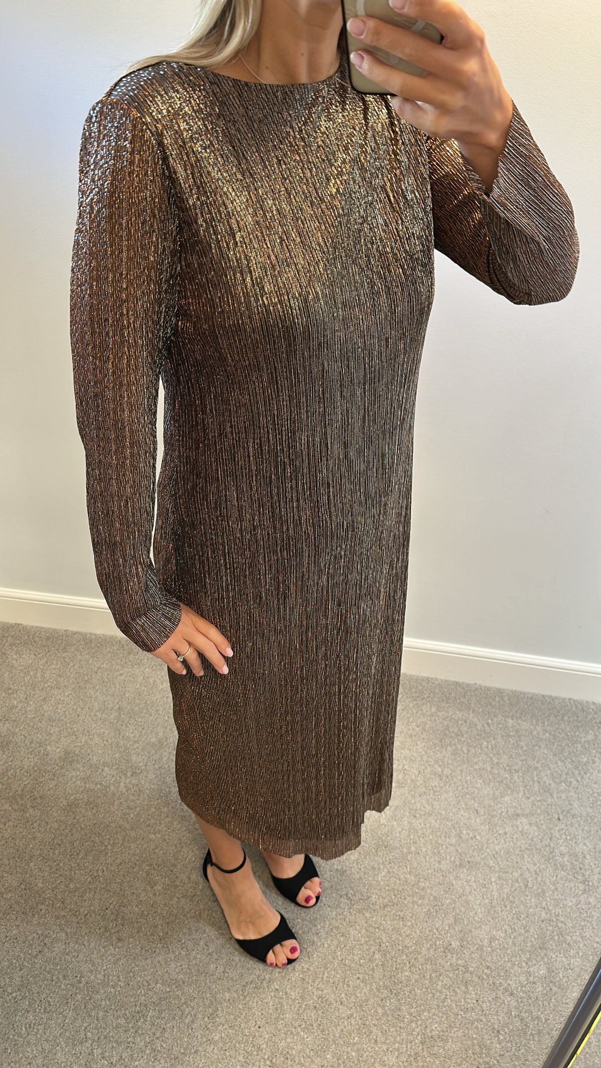 Phase eight black and gold shimmer dress size 14