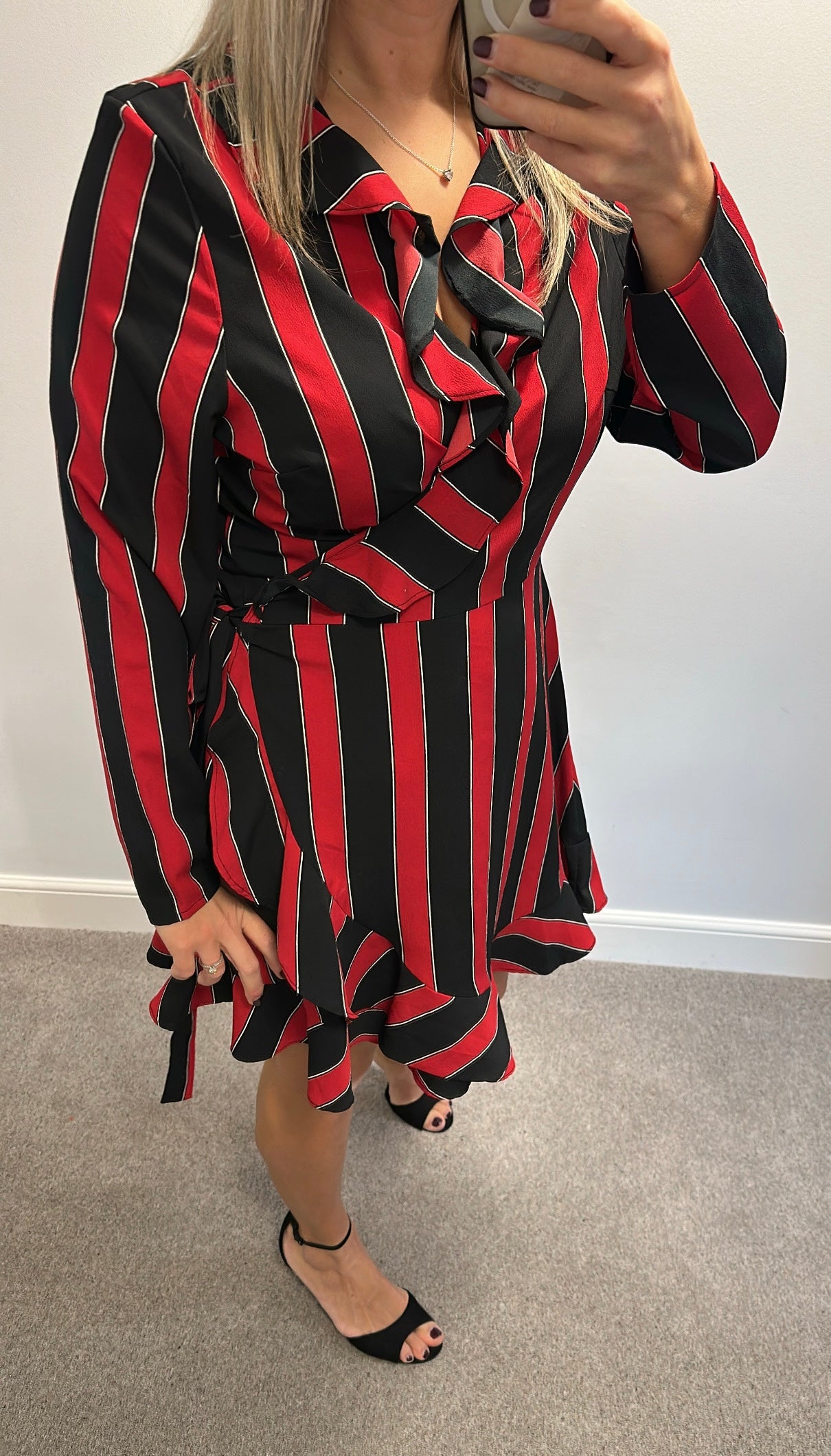 Very black and red wrap dress size 18