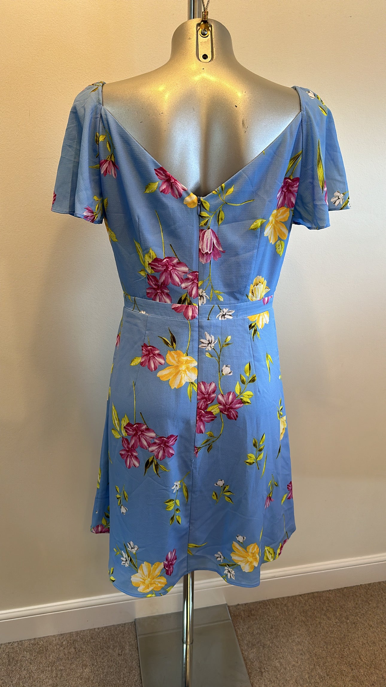 French connection blue print wrap style dress size 12