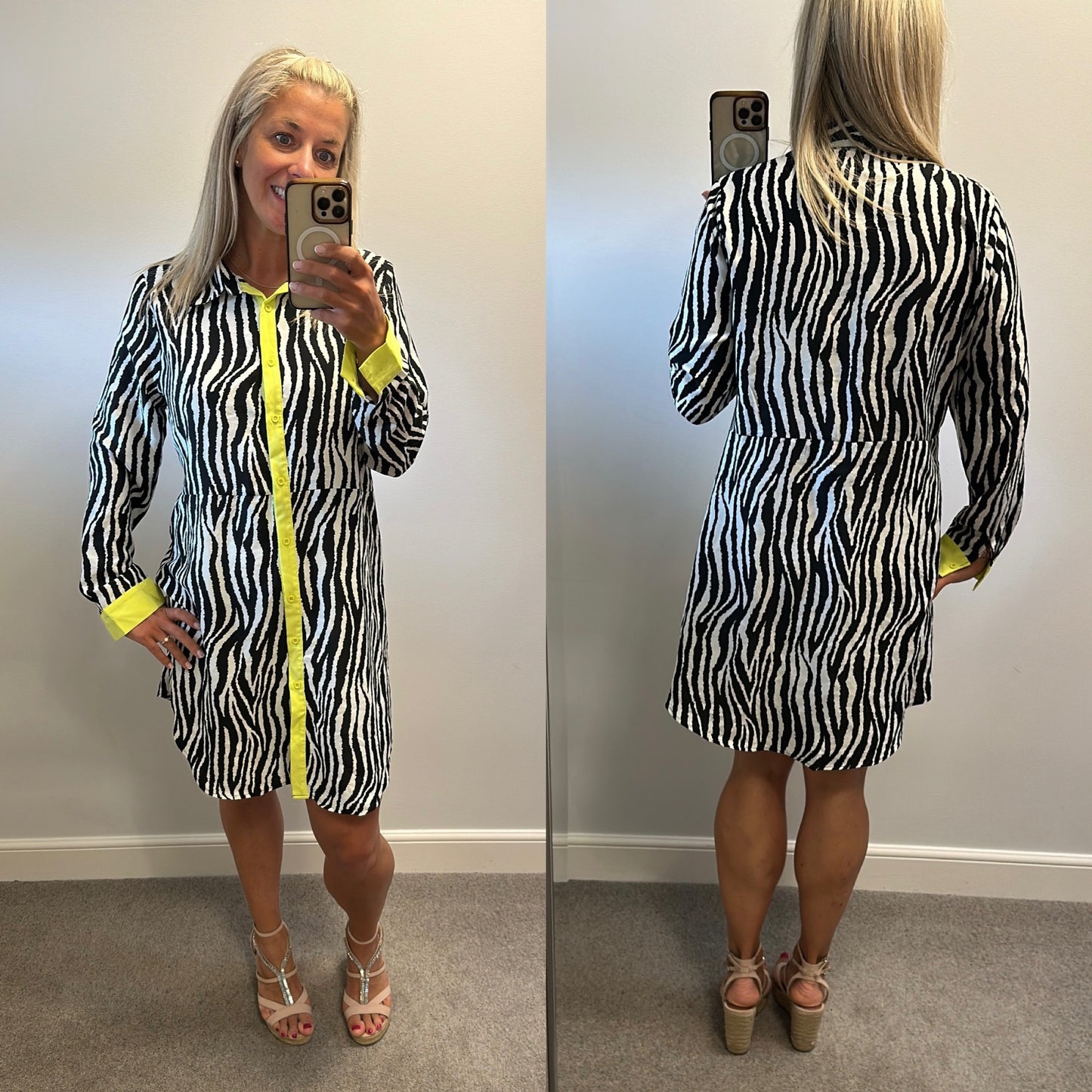 Girl in mind black and white print shirt dress size 14