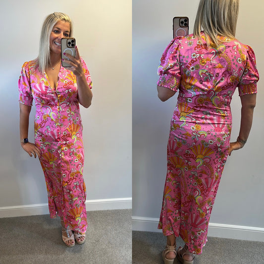 Never fully dressed pink print dress size 12