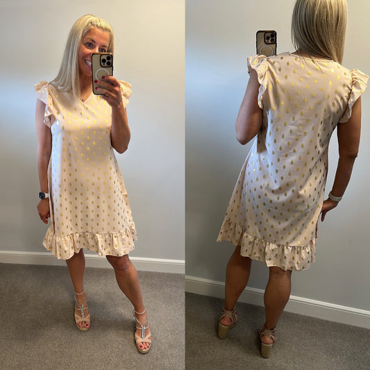 Rose pink and gold dot summer dress onesize fitting upto size 16