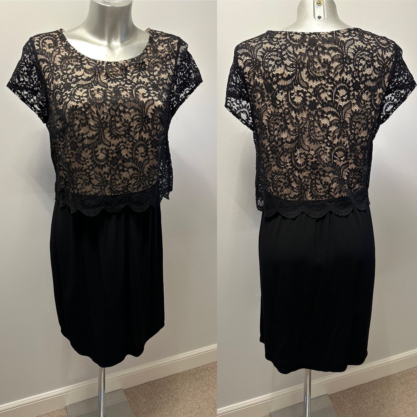 Taifun black / beige lace dress size 12