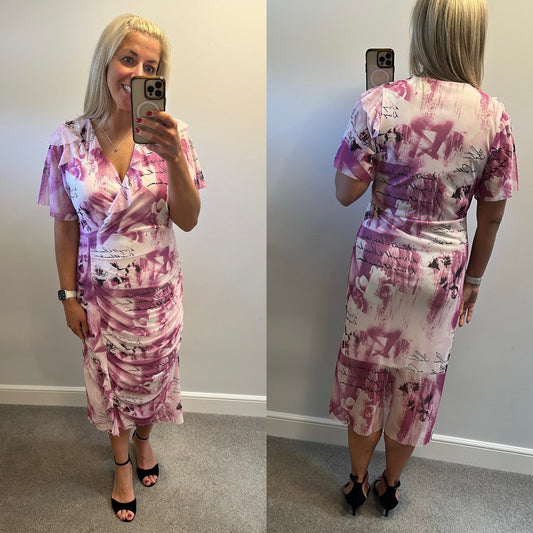 River island purple print midi dress size 14