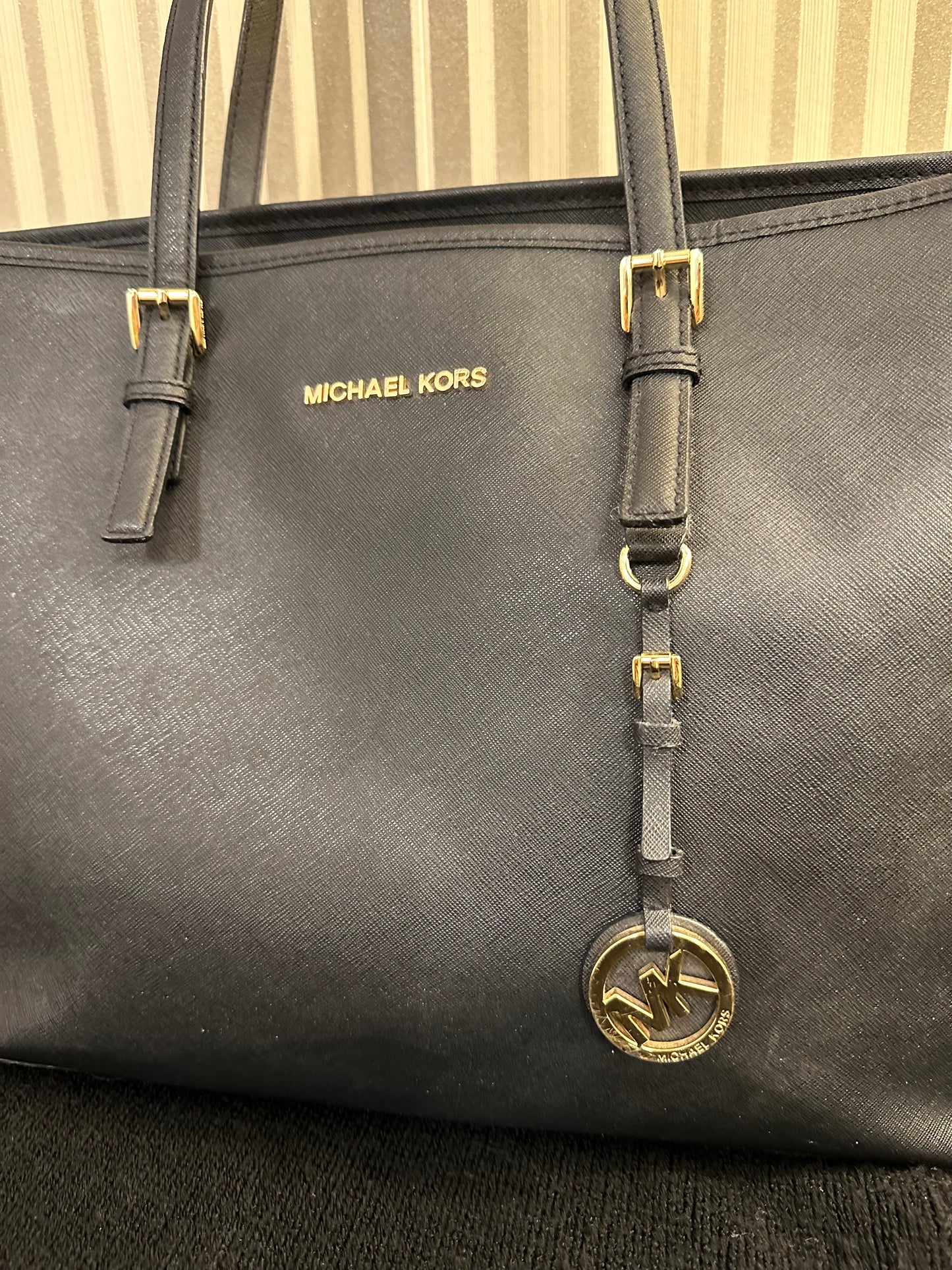 Michael Kors jet black tote bag