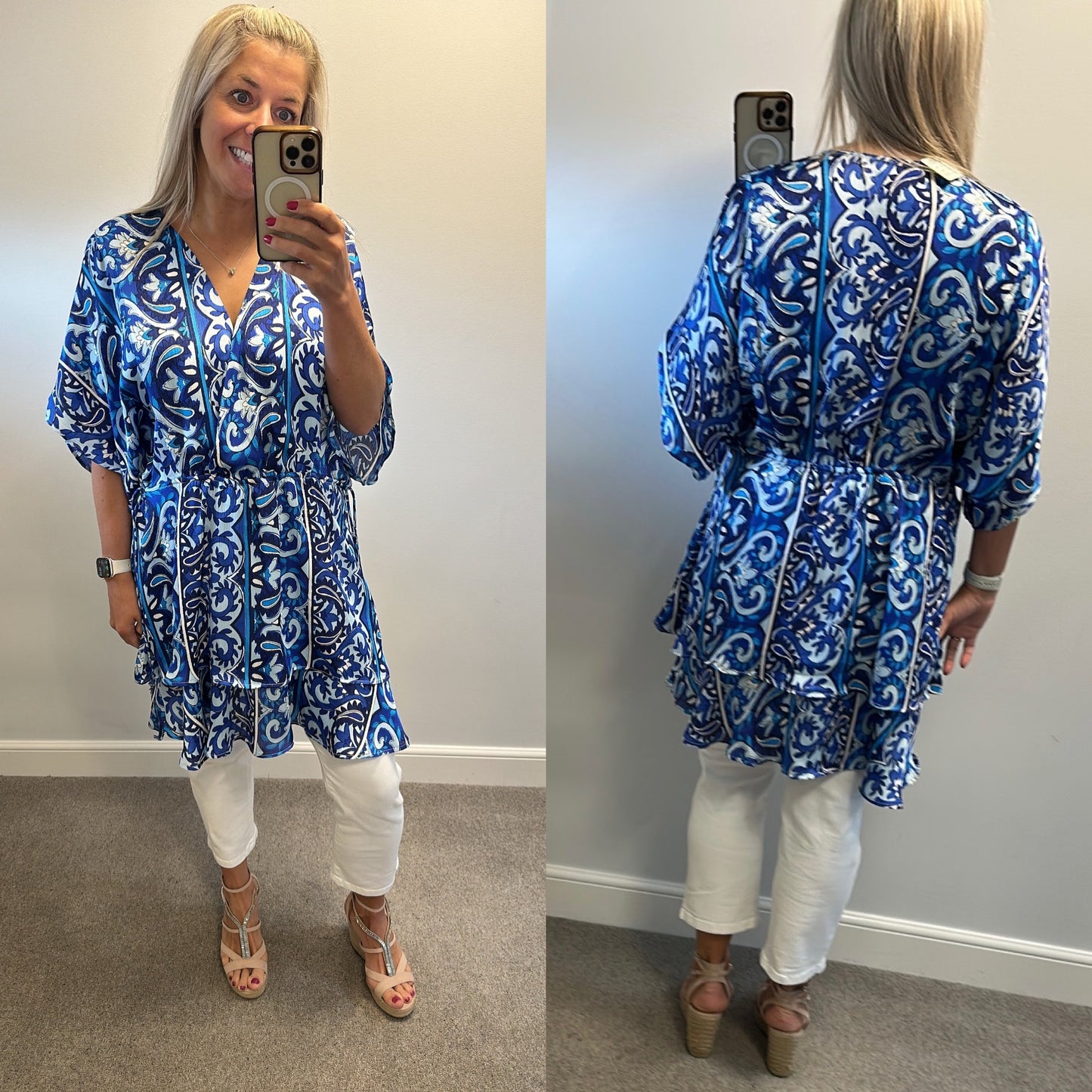 Lipsy blue paisley print dress size 18