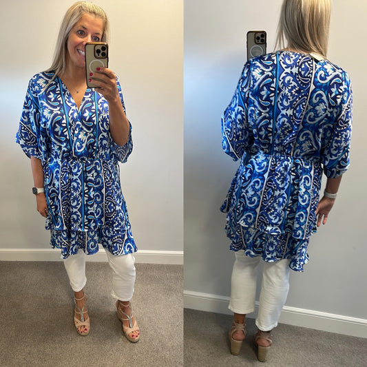 Lipsy blue paisley print dress size 18