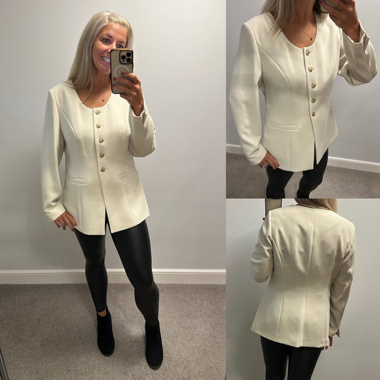 M&S ivory collarless jacket size 14 brand new with tags