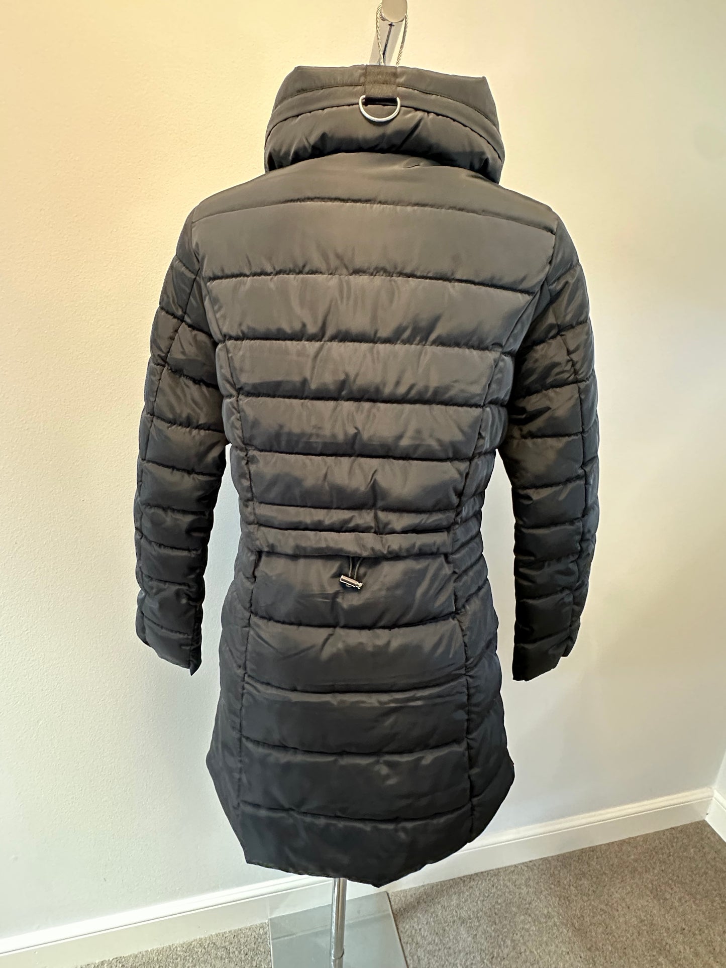 Next black puffer jacket size 8 with pack away hood