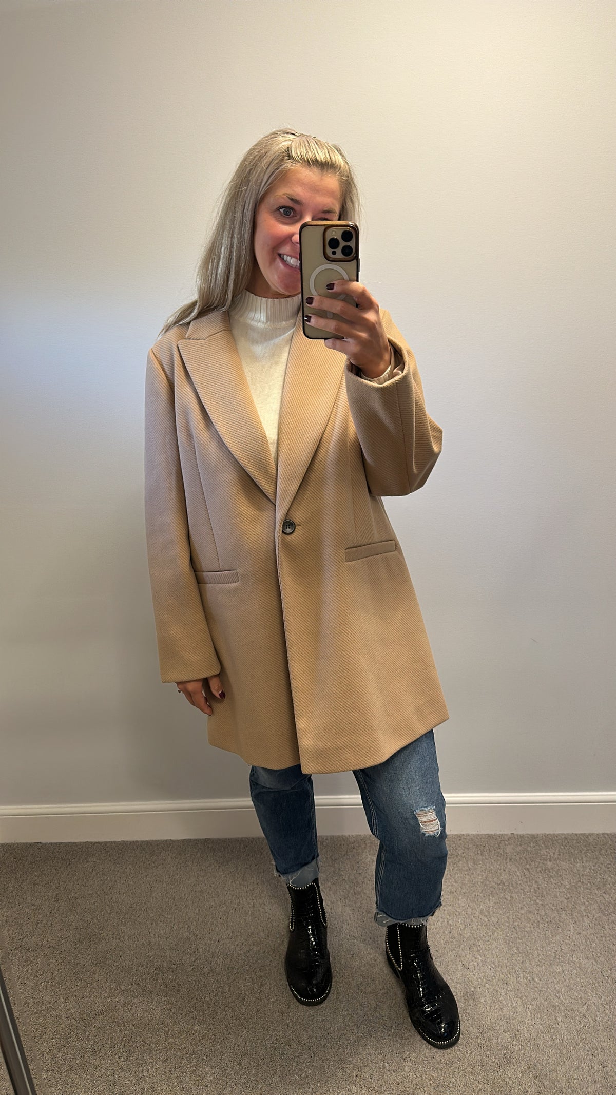 Friends Like These Neutral Camel Tailored Single Button Coat size 18