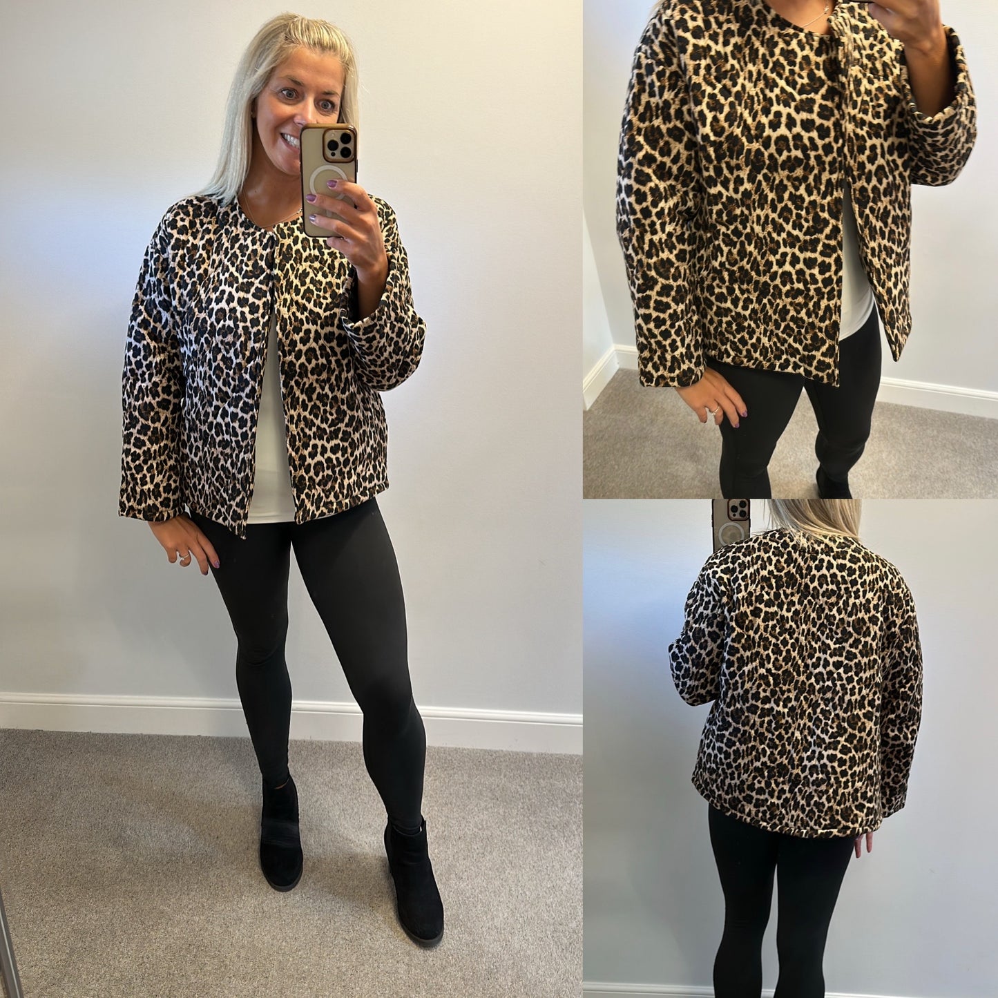 Made in Italy animal print jacket would fit upto size 18