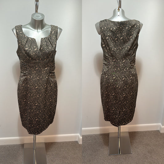 Adrianna Pappel black and beige floral print dress size 12