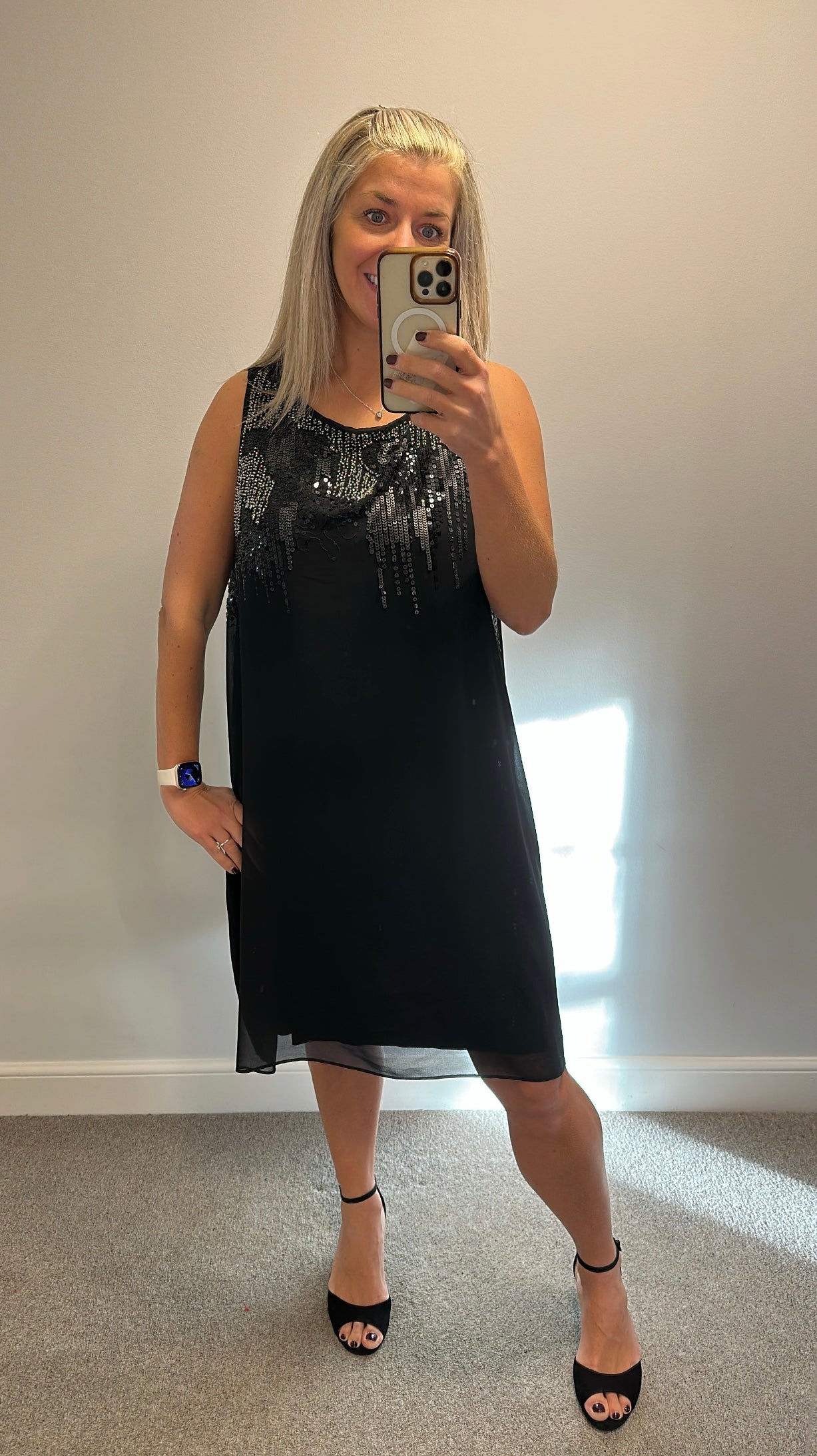 Wallis Black beaded embellished dress size 20