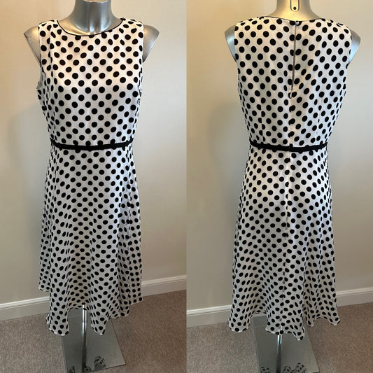 Hobbs white and black polka dot dress size 12 brand new with tags RRP £169