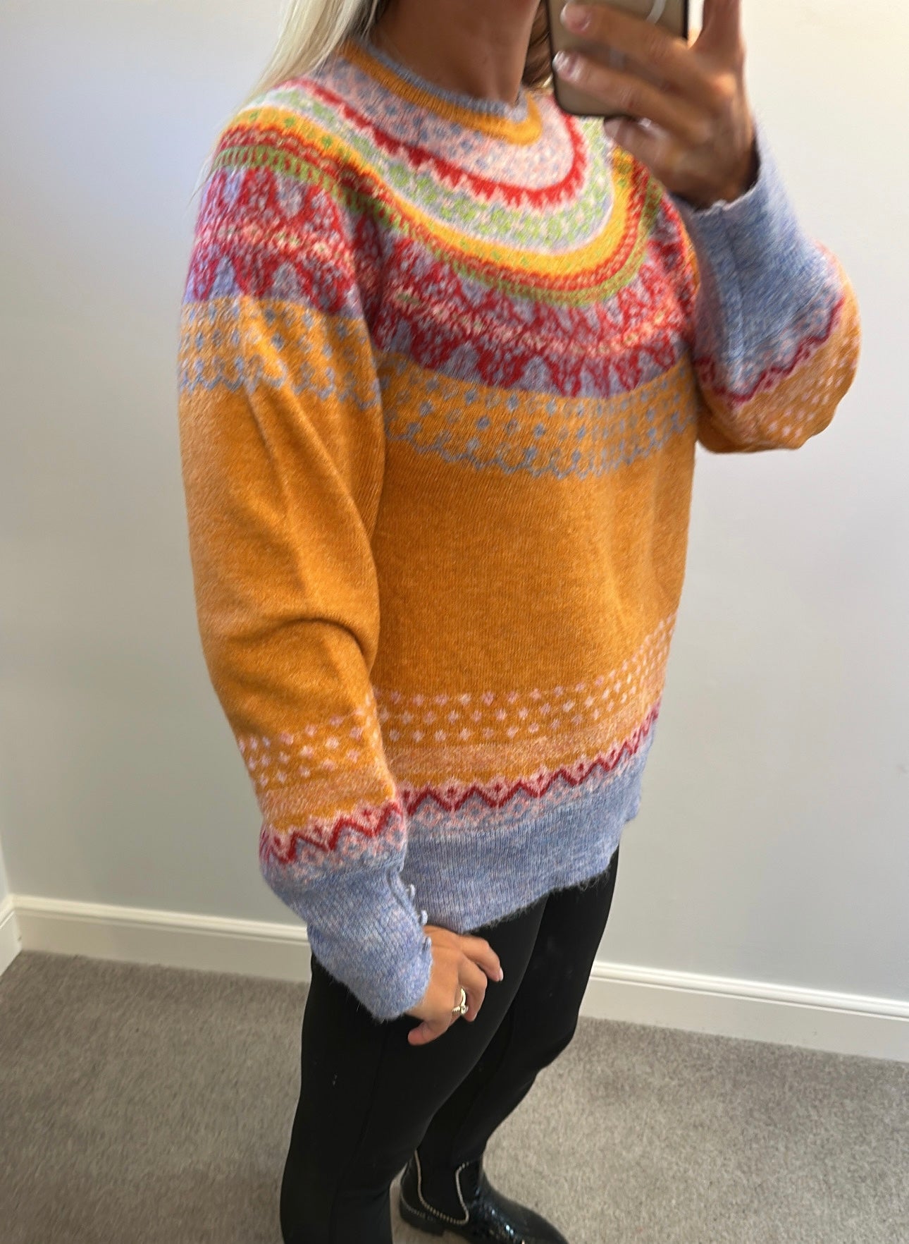 Monsoon orange / multi colour knit jumper size M would fit upto size 14