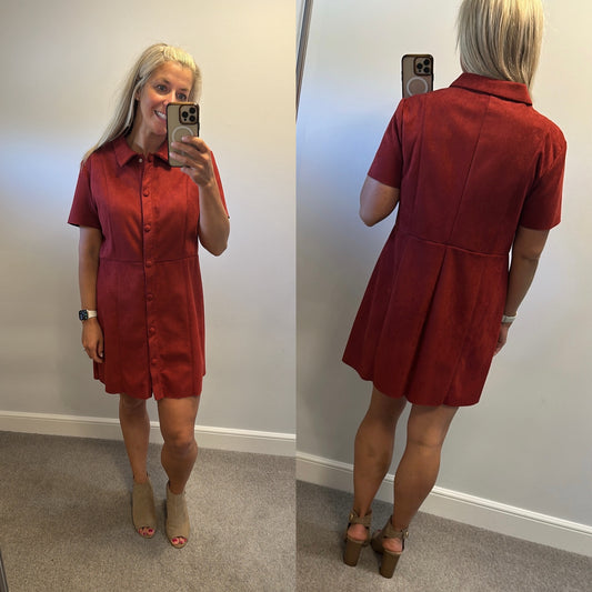 Zara burgundy suede style dress would fit upto size 14