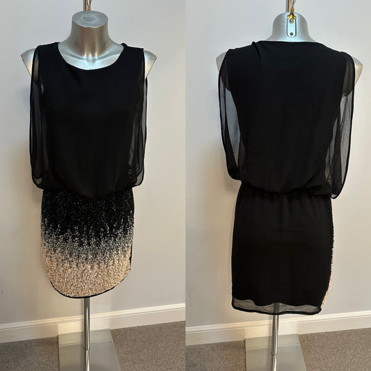 Lace & beads black sequin dress size M fitting upto size 12