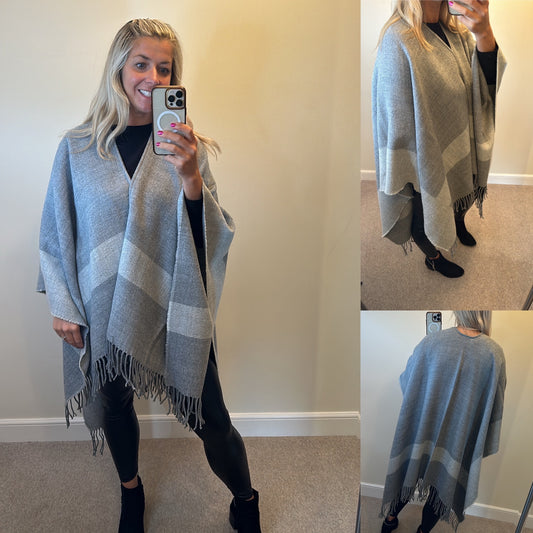 Grey poncho / scarf