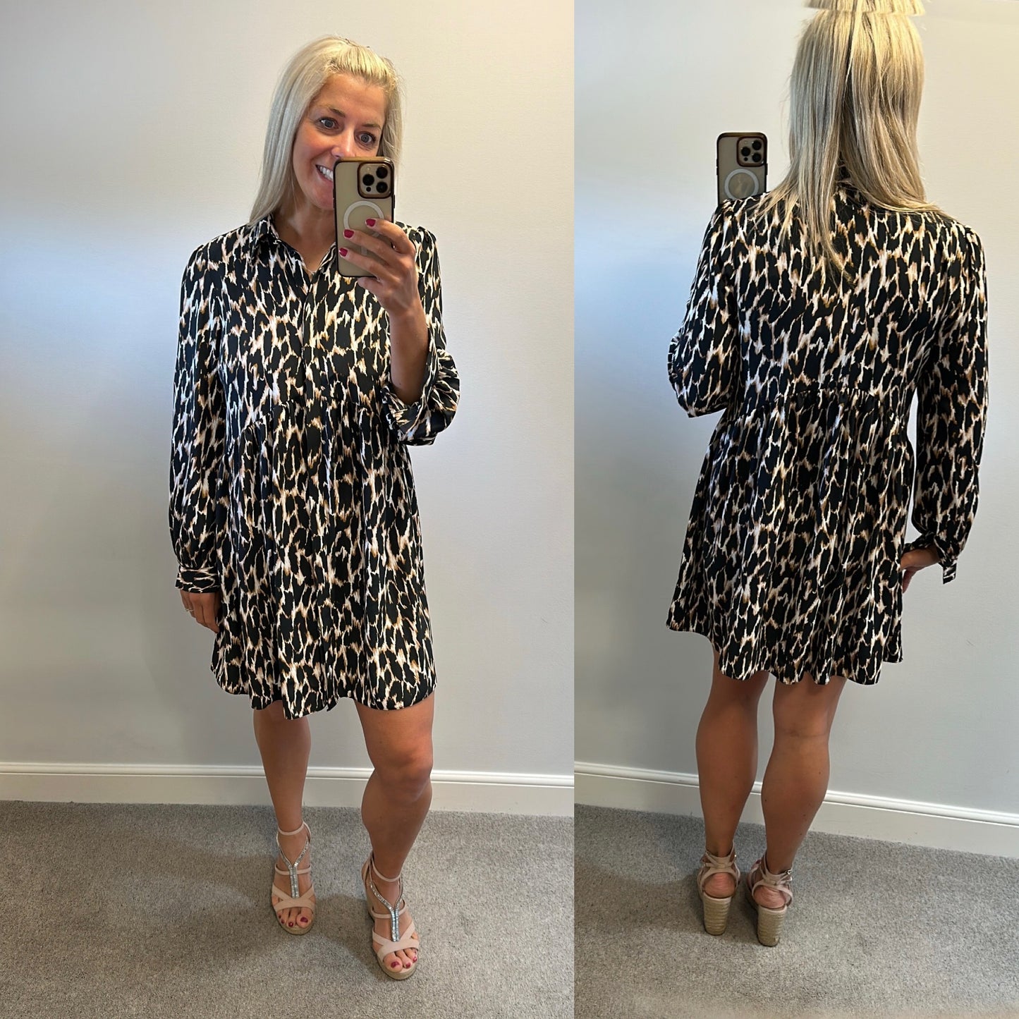 Animal print shirt dress one size fitting upto size 16