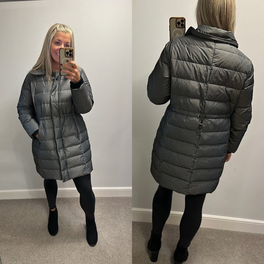 Peruna slate grey jacket size L would fit upto size 16 (no detachable hood)