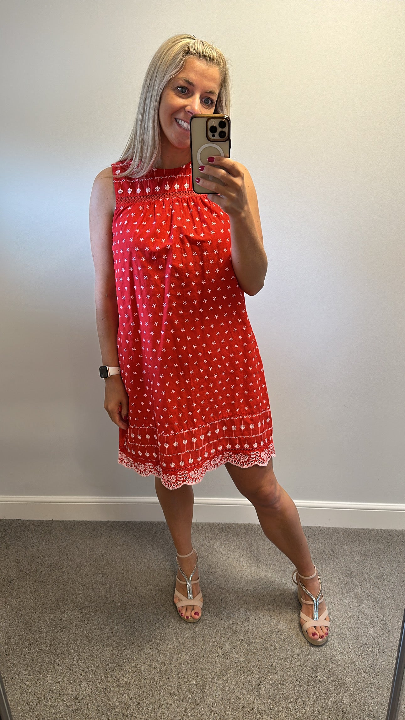 Next red embroidered dress size 14