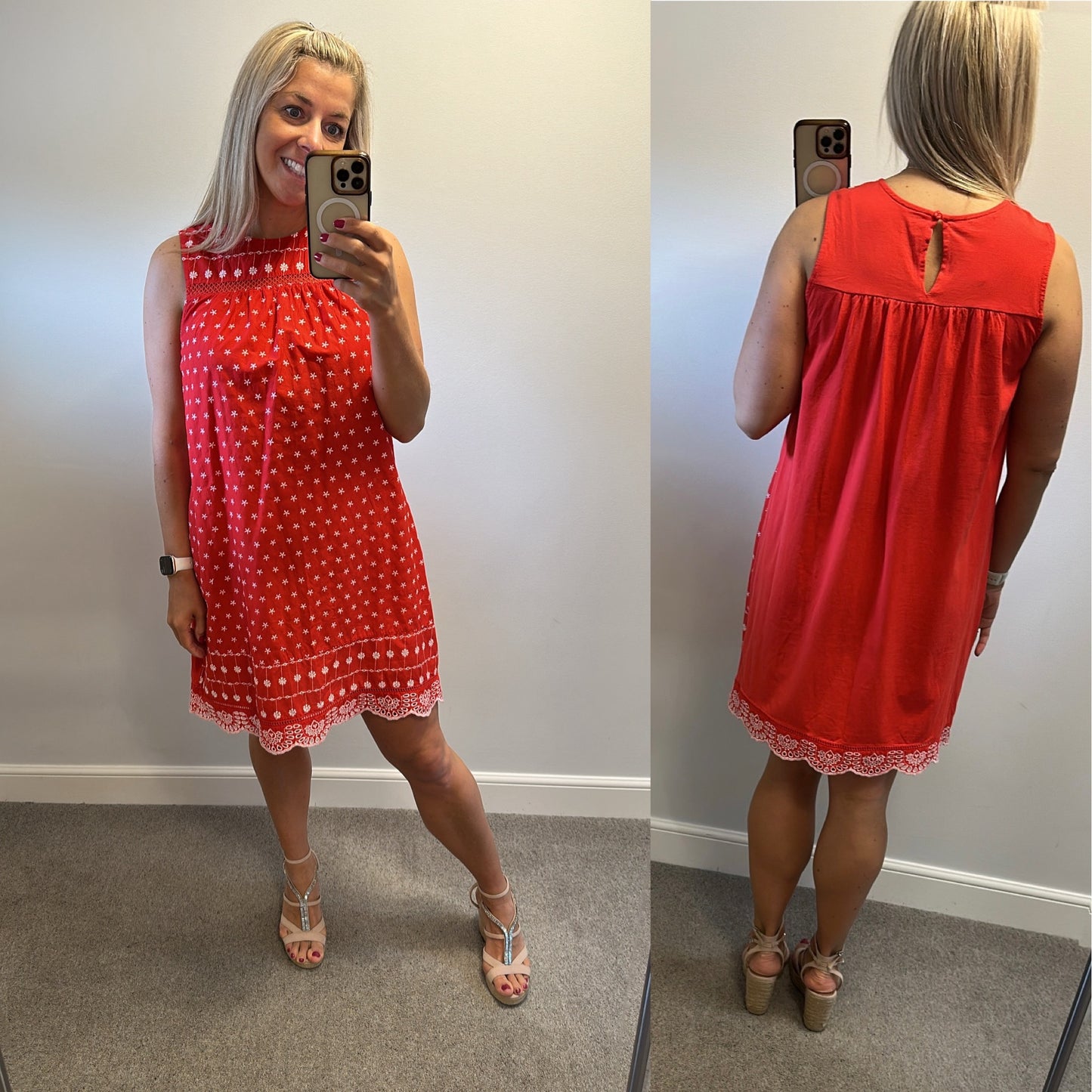 Next red embroidered dress size 14