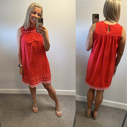 Next red embroidered dress size 14