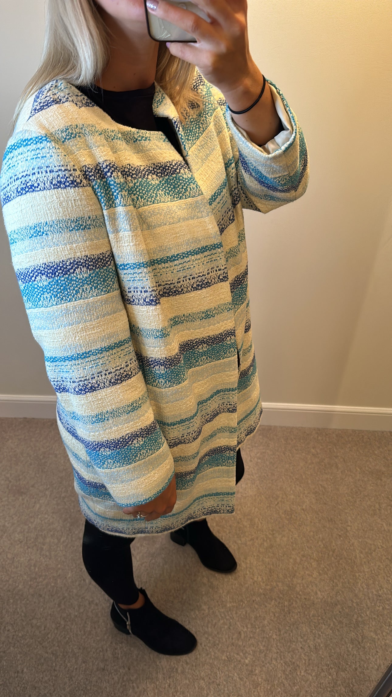 Monsoon artisan blue / white jacket size 14