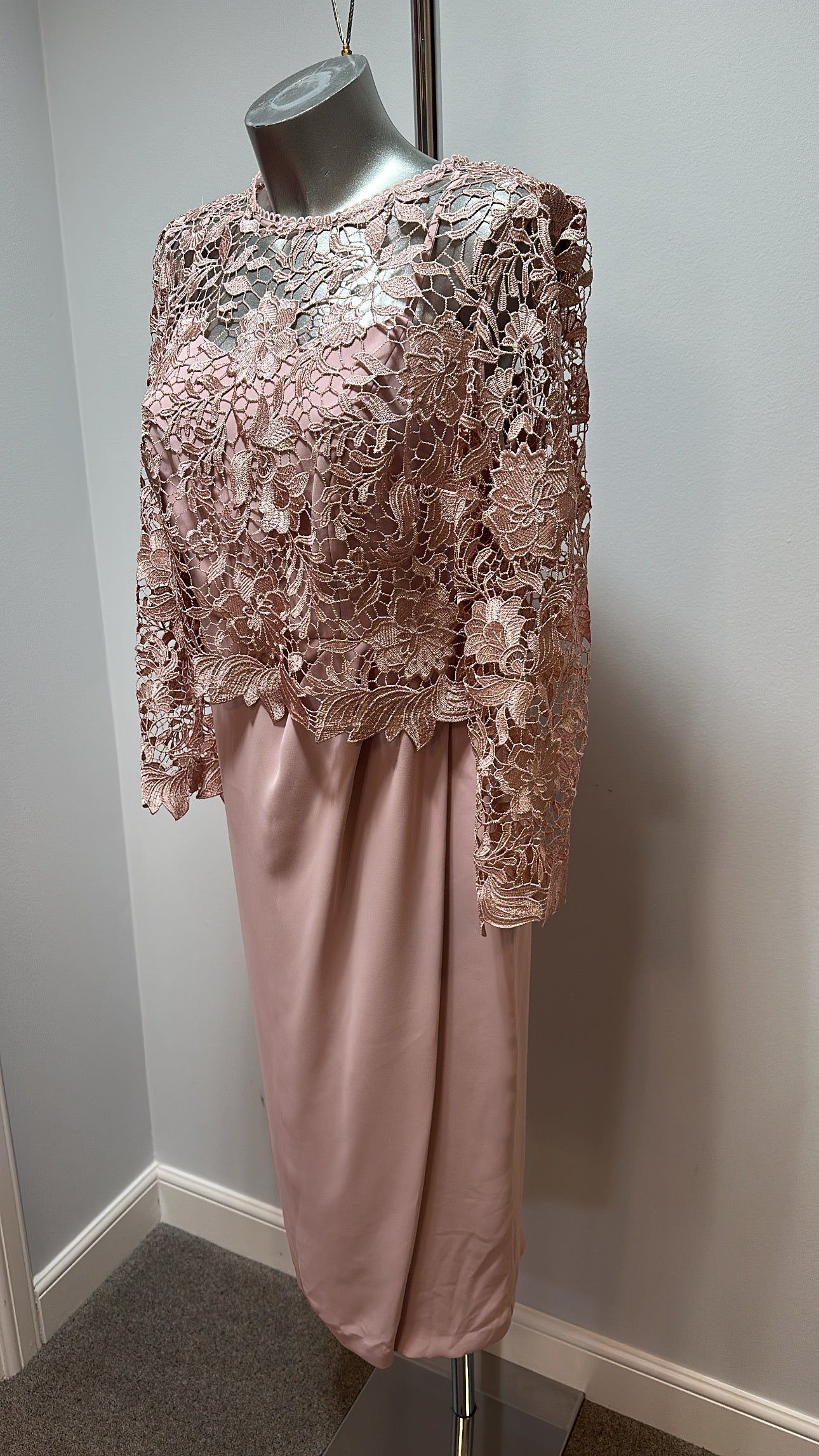 Phase eight rose pink dress with lace top size 12