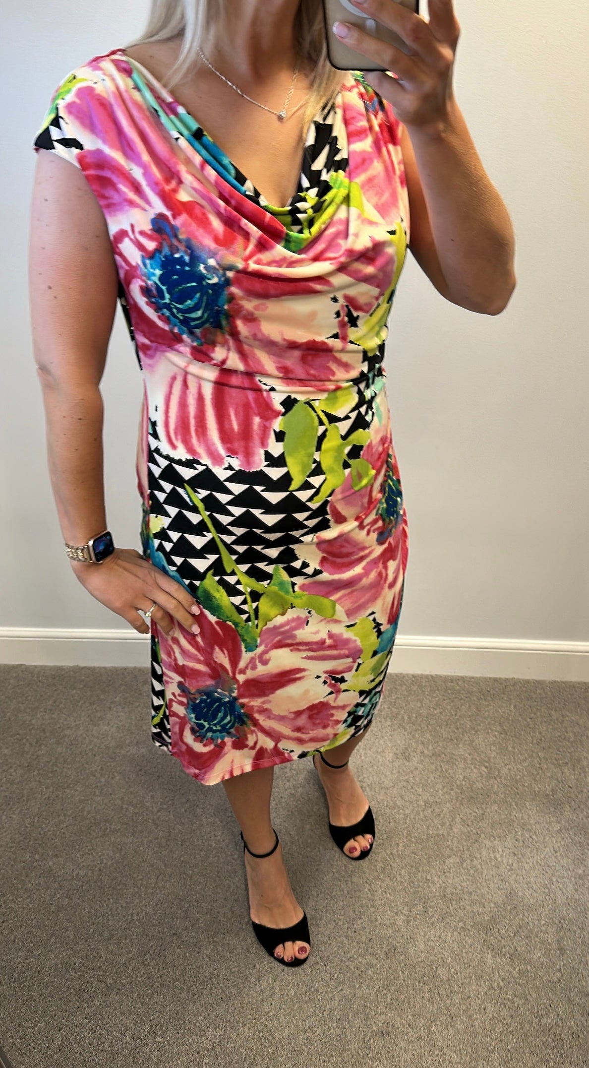 Ronni Nicole pink floral dress size 18