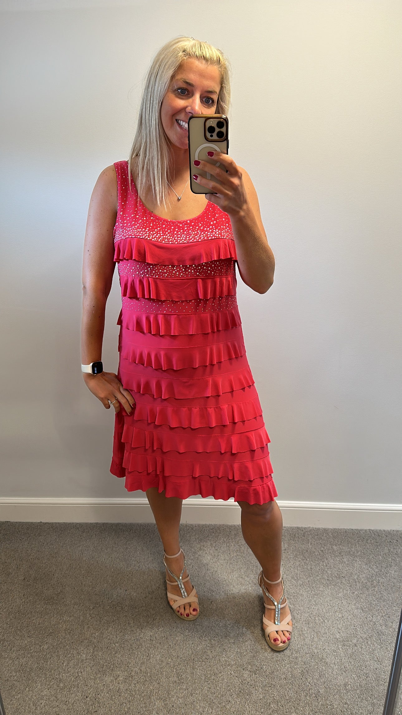 Alparadise pink embellished ruffle dress size XL would fit upto size 18