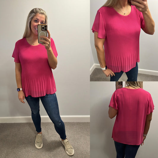 Pink pleated top one size fitting upto size 14
